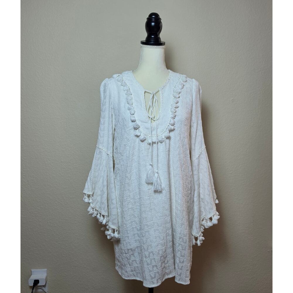 Vici White Tassel Coverup Dress Large